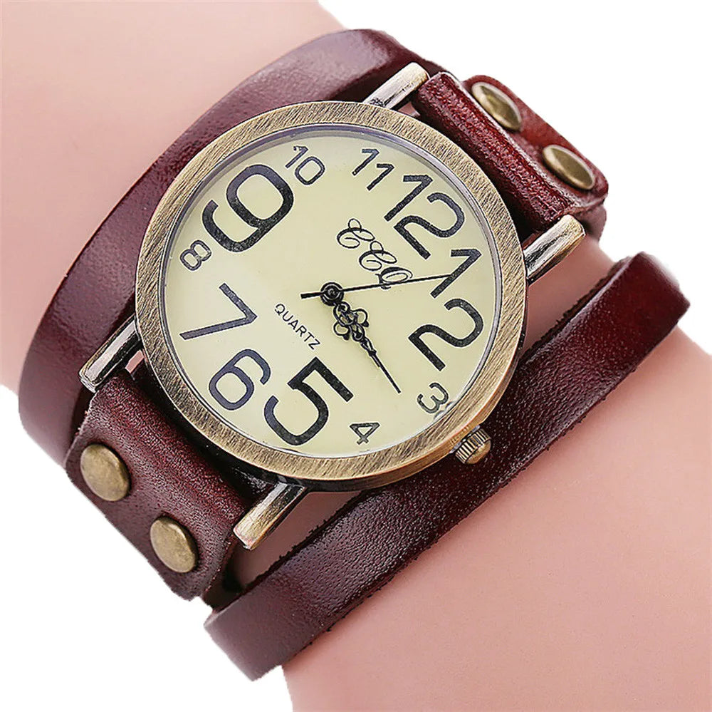 Leather Strap Quartz Watch with Calendar, Steampunk Style, Unisex Steampunk leather band watch | My Steampunk Style main image 4