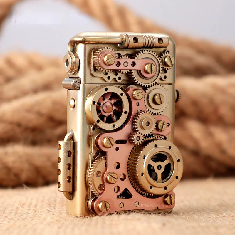 Steampunk Lighter Steampunk Gear Mechanical Lighter Pure Copper Gear Linkage