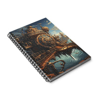 Steampunk Fantasy world time traveler Spiral Journal notebook.