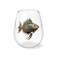 Steampunk Stemless Wine Glass Steampunk Fish