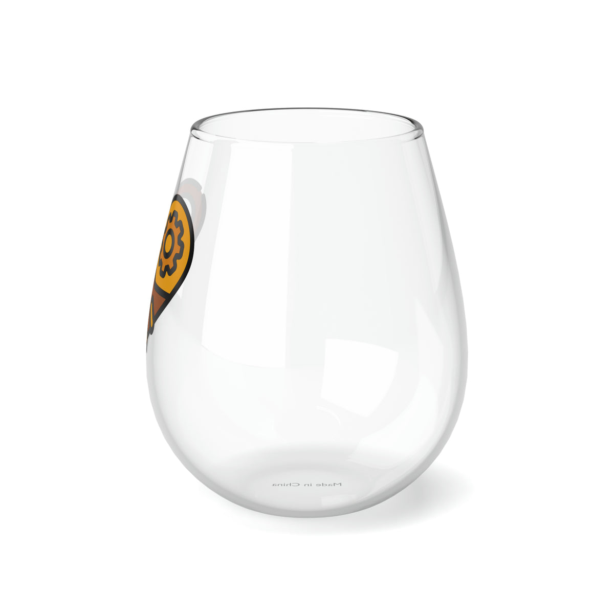 Stemless Wine Glass, 11.75oz with we love Steampunk print