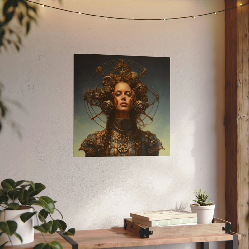 Steampunk women Steampunk fantasy Textured Watercolor Matte Posters