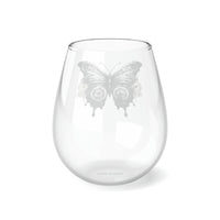 Steampunk Stemless Wine Glass Steampunk Butterfly Print on