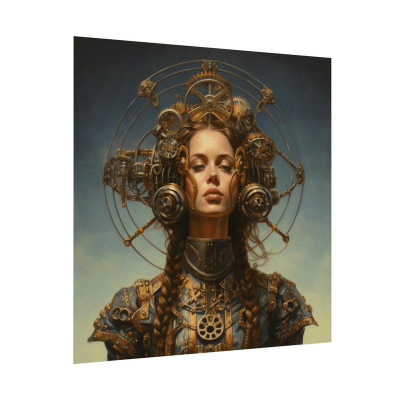 Steampunk women Steampunk fantasy Textured Watercolor Matte Posters