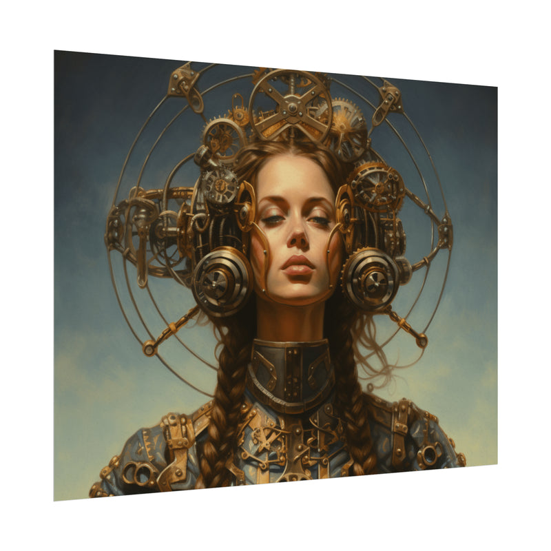 Steampunk women Steampunk fantasy Textured Watercolor Matte Posters