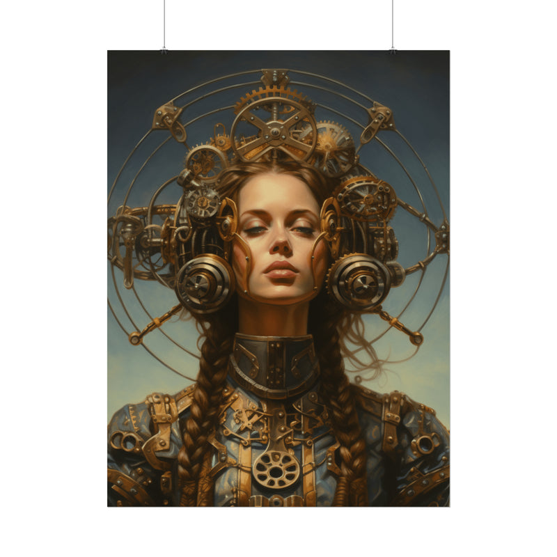 Steampunk women Steampunk fantasy Textured Watercolor Matte Posters