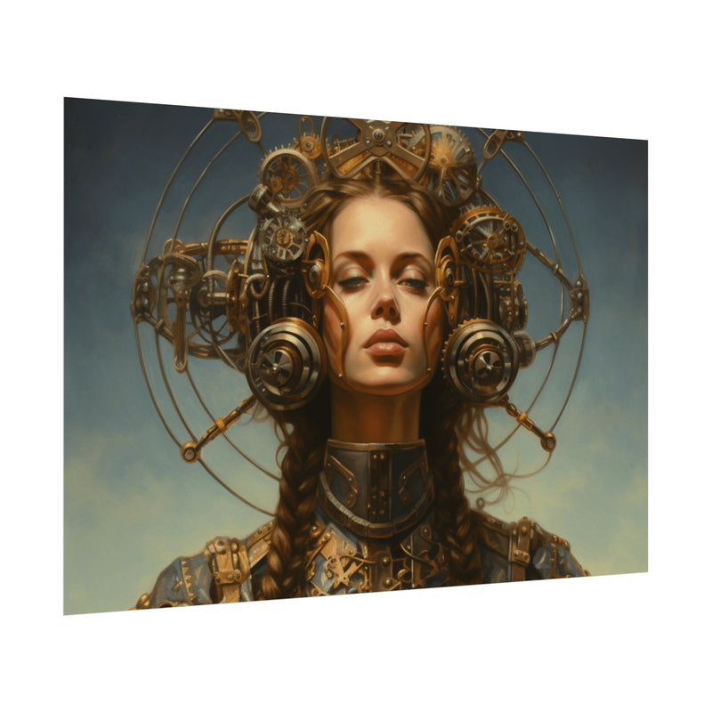 Steampunk women Steampunk fantasy Textured Watercolor Matte Posters