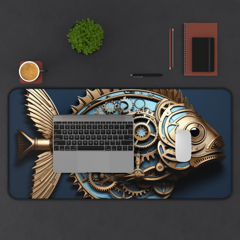 Steampunk Fish Desk Mat mouse pad