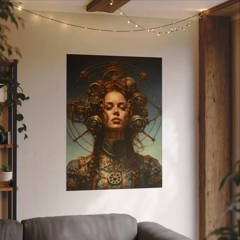 Steampunk women Steampunk fantasy Textured Watercolor Matte Posters