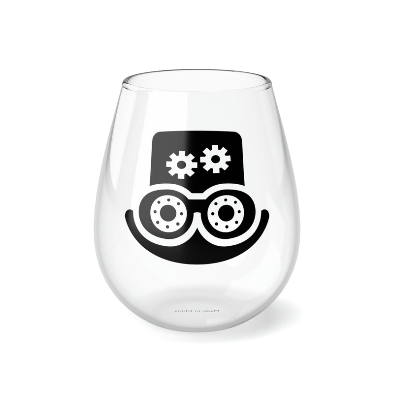 Steampunk Stemless Wine Glass Steampunk Hat Print on