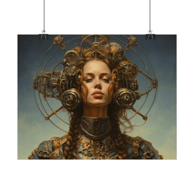 Steampunk women Steampunk fantasy Textured Watercolor Matte Posters