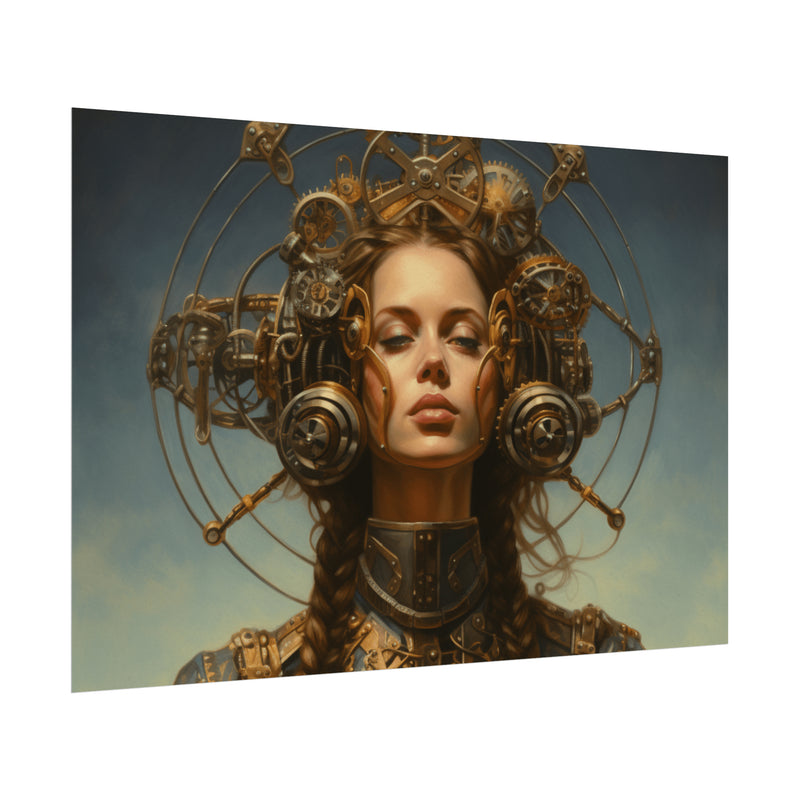 Steampunk women Steampunk fantasy Textured Watercolor Matte Posters