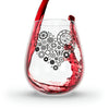 Steampunk Stemless Wine Glass Steampunk Heart gear Print on
