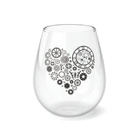 Steampunk Stemless Wine Glass Steampunk Heart gear Print on