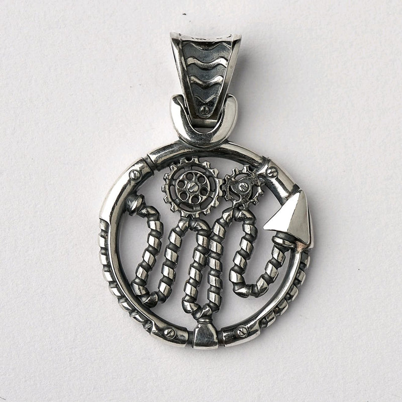 Steampunk Scorpio Silver handmade Pendant