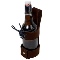 Steampunk Leather Beer Bottle Holster  dark brown 