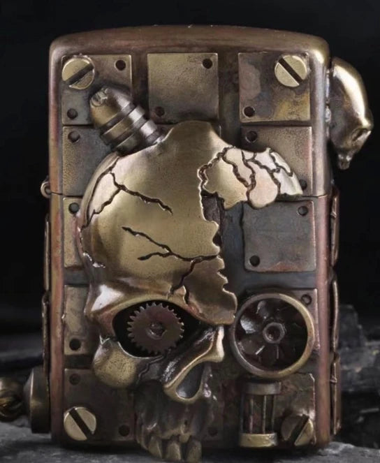 Hand-Welded Brass Skull Steampunk Lighter | Beautiful Art Collection Piece