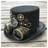 Handmade Steampunk Top Hat with Gear Glasses top 