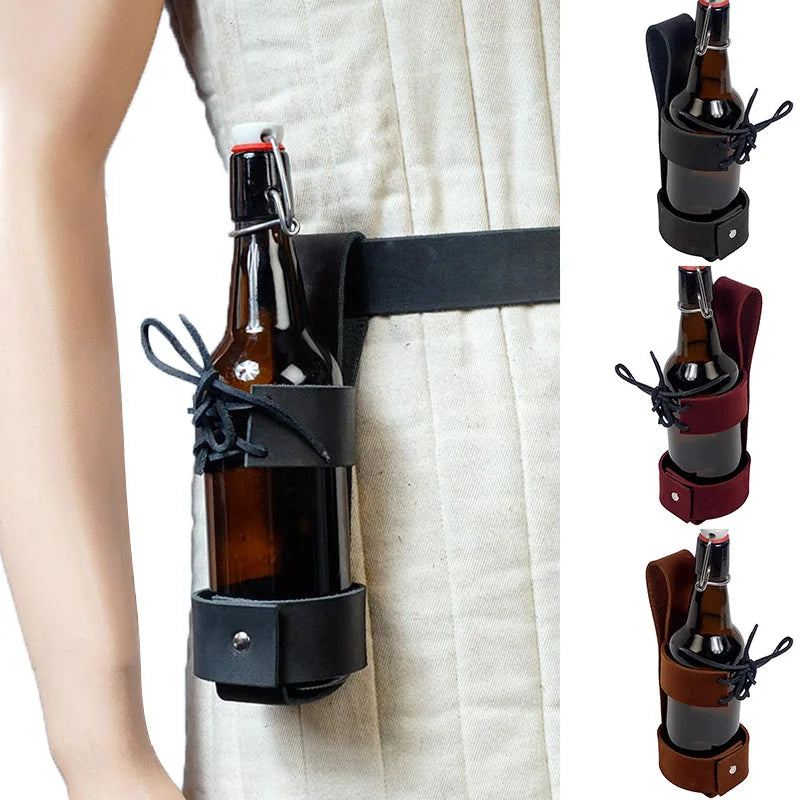 Steampunk Leather Beer Bottle Holster 