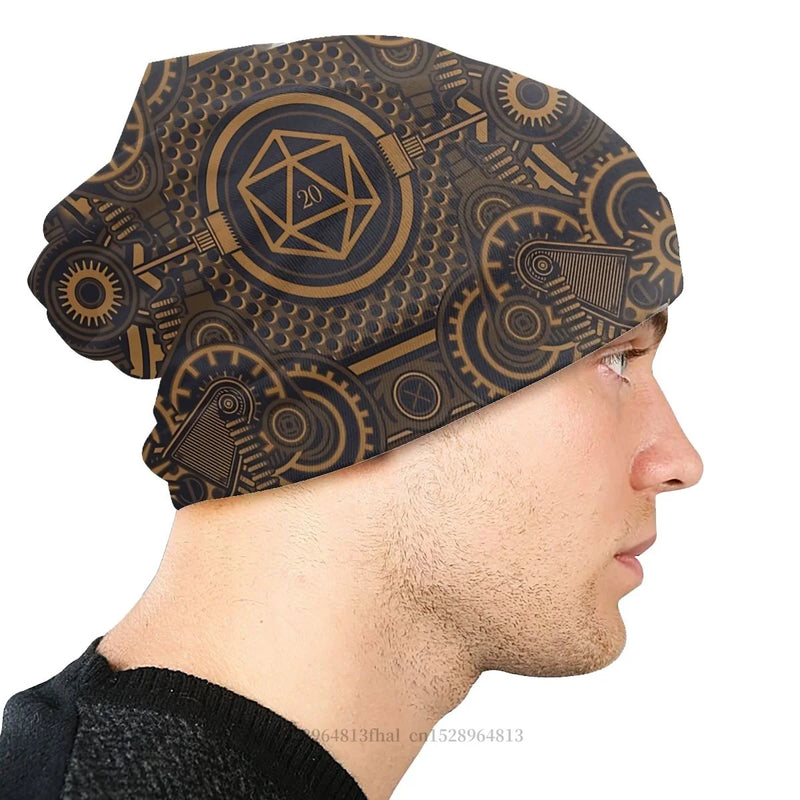 Fashion Beanie Hats Polyhedral D20 Dice Critical Hit Steampunk Skullies Beanies Hat Bonnet Hipster Caps Men Women's Earmuffs