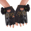 Steampunk male and female Black Gloves PU Leather Half Finger Fingerless Gloves cutter gloves