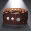 Steampunk Bracelet Vintage Hand Woven X Letter Leather Charm Cuff Wide