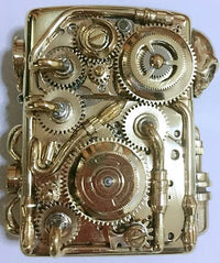 Hand-Welded Steampunk Lighter | Double-Sided Running Gears, Skull & Copper