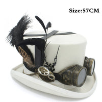 Steampunk top hat white 57cm