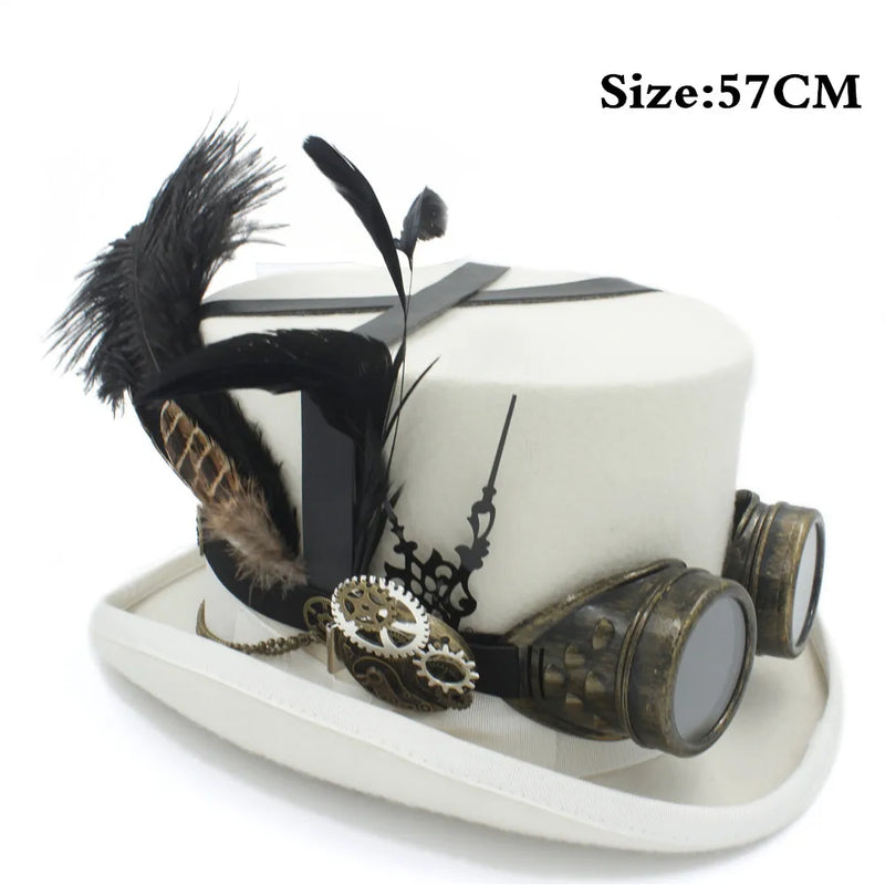 Steampunk top hat white 57cm