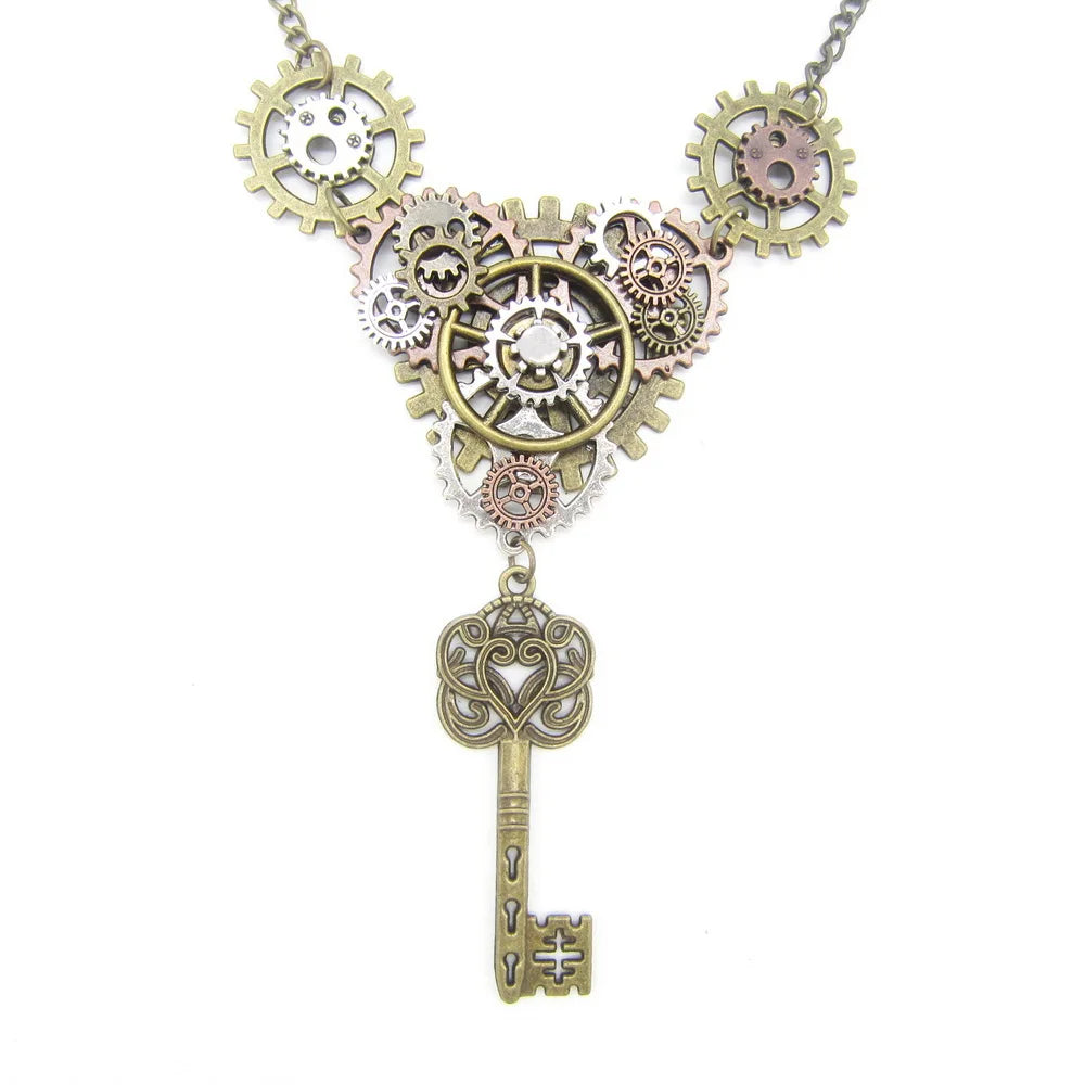 Steampunk Key Pendant Necklace front