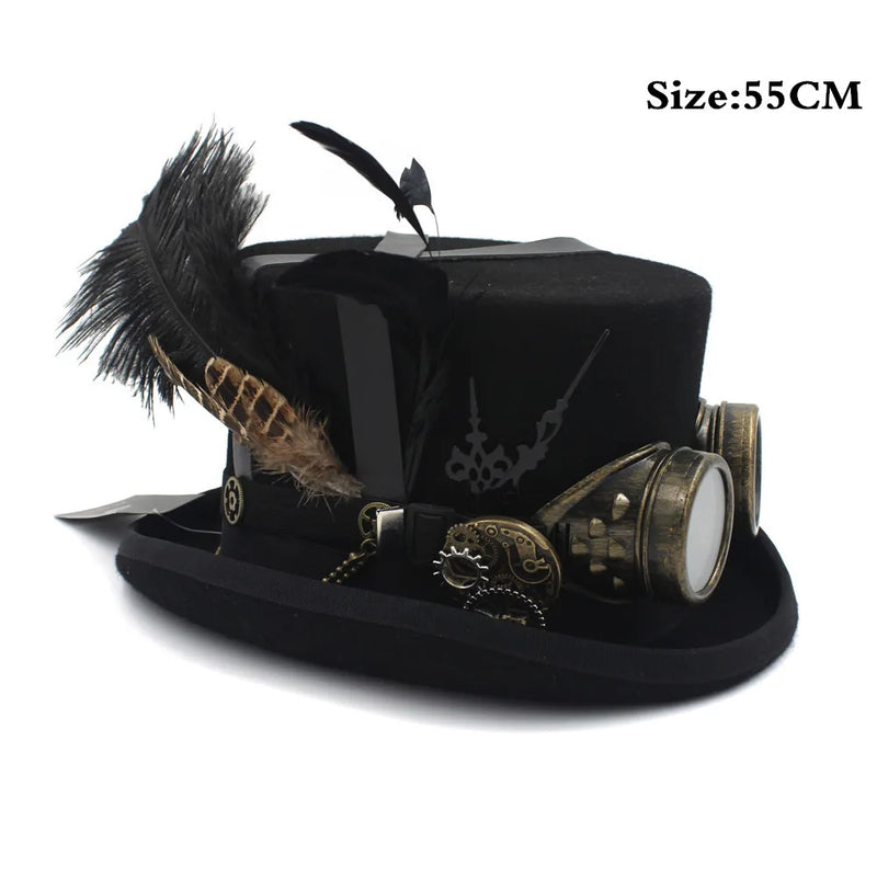 Steampunk top hat black 55cm