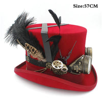 Steampunk top hat red 57cm