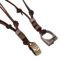 Vintage Steampunk Roman Numeral Lighter Necklace with Genuine Leather Pendant