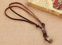 Vintage Steampunk Roman Numeral Lighter Necklace with Genuine Leather Pendant