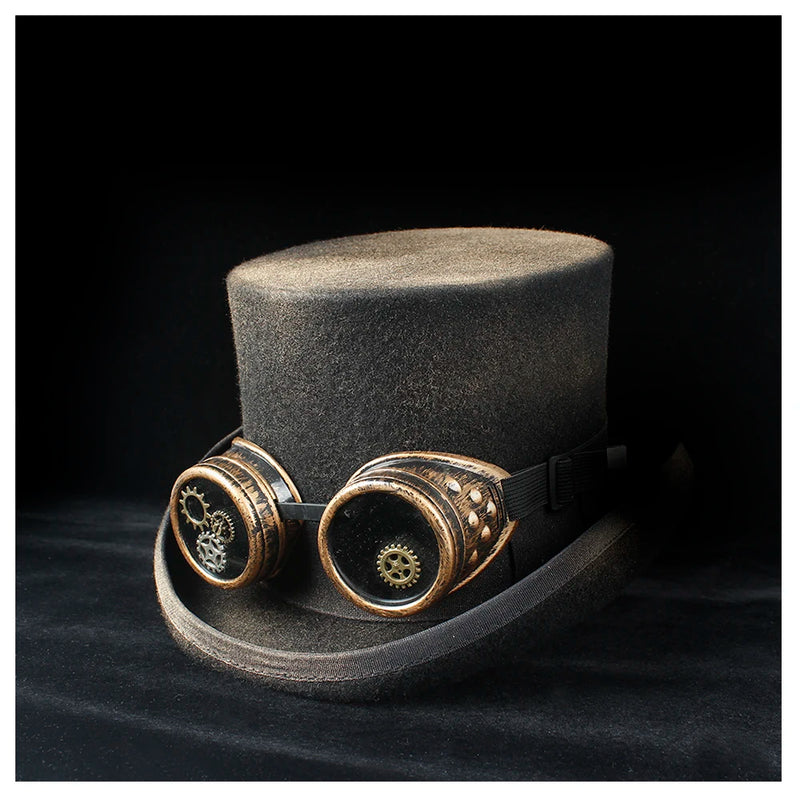 Steampunk Top hat 100% Handmade Wool  side  front 