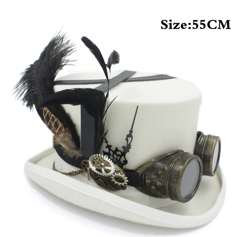 Steampunk top hat white 55cm