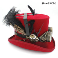 Steampunk top hat red 55cm