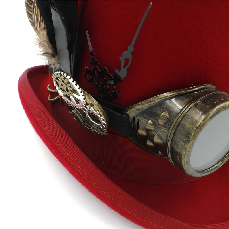 Steampunk top hat red zoom