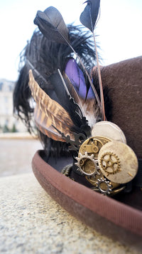 Steampunk top hat 100% Wool with Goggles