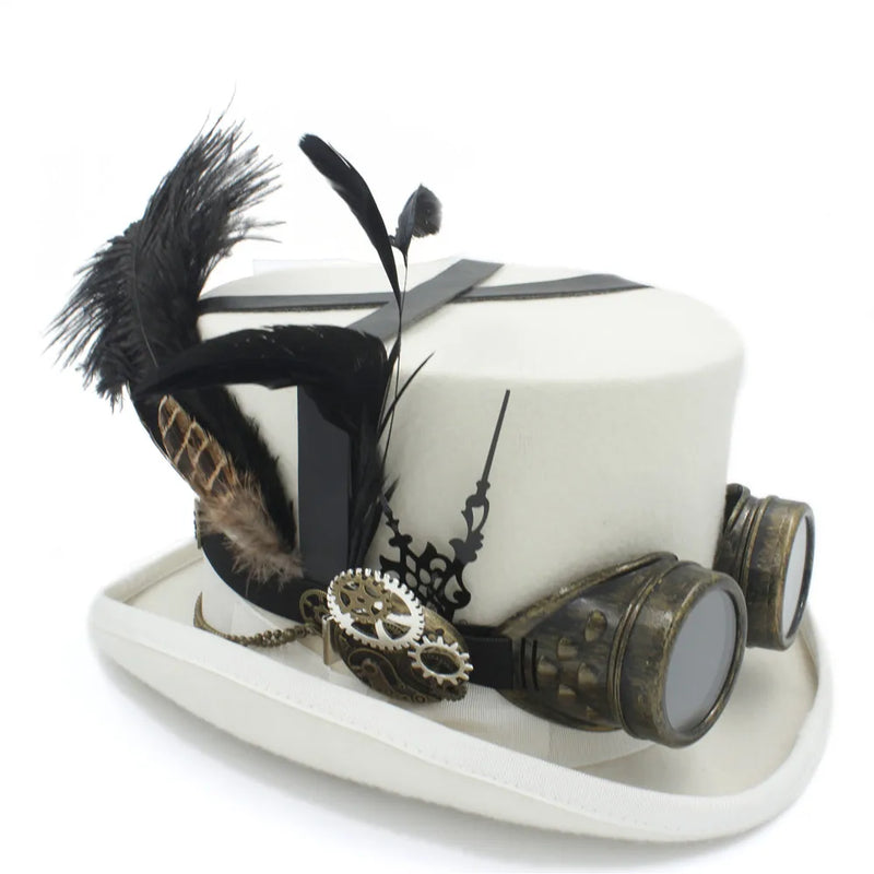 Steampunk top hat white