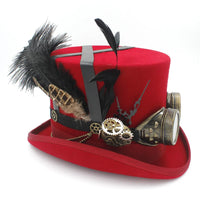 Steampunk top hat red 