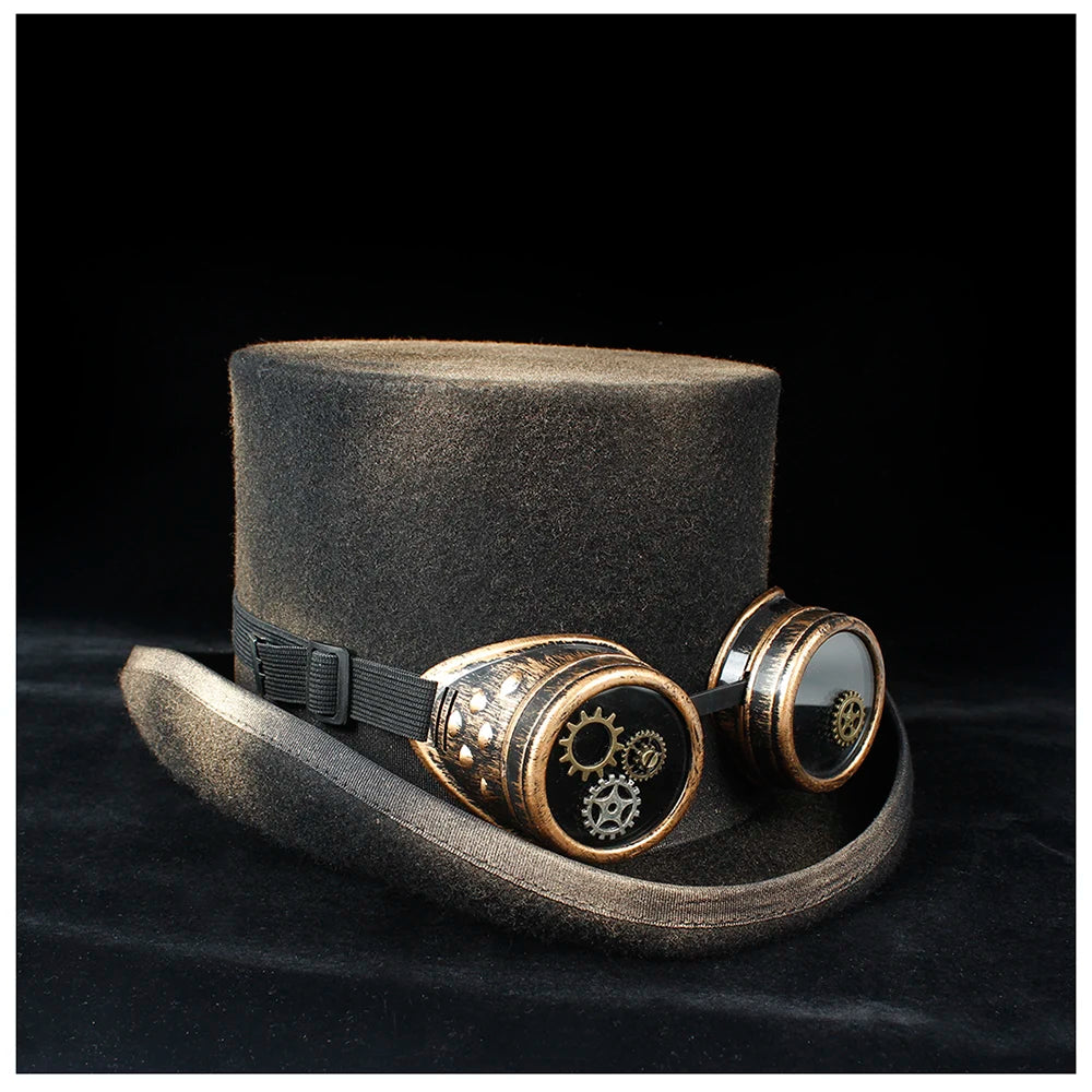 Steampunk Top hat 100% Handmade Wool  side 