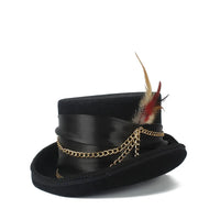 SteamPunk Top Hat Wool Handmade side with feather
