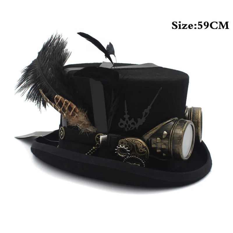 Steampunk top hat black 59cm