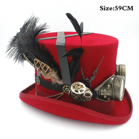 Steampunk top hat red 59cm