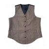 Steampunk Men's Suit Vest tweed Brown Waistcoat Casual Slim Fit Black Satin Back Formal