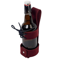 Steampunk Leather Beer Bottle Holster  red 