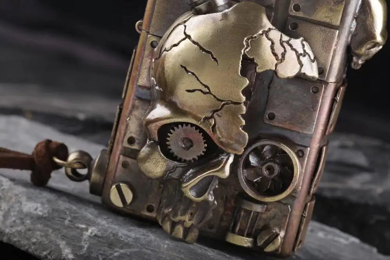 Hand-Welded Brass Skull Steampunk Lighter | Beautiful Art Collection Piece