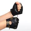 Steampunk male and female Black Gloves PU Leather Half Finger Fingerless Gloves cutter gloves