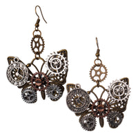 Steampunk Earrings Gear Goth Butterfly/Wings Style
